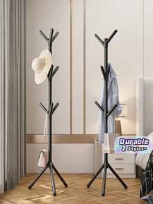 6-9 Tier Minimalist Black Freestanding Iron Garment Rack With 2 Rows Of Hooks, Modern Household Storage Organizer, Suitable For Hallways, Bedrooms And Offices - Black - View 1