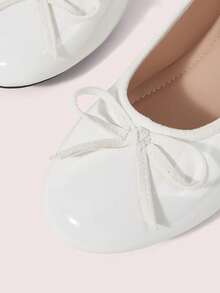 CUCCOO DOLLMOD Women's Flats, Round Toe Ballet Flats, Comfortable Slip-On, Fashion, Versatile, Bow Decoration, Mary Jane Flat Women's Shoes - White velvet edge - View 4