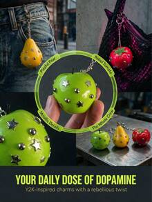 Joivida 1PC Fruit Shaped Bag Charm Keychain, Dark Sweet Y2K Style Ornament, Perfect For Handbag Backpack Purse Decoration - Multicolor - View 7
