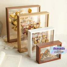 1pc Handmade Dried Flower Display Frame, Double-Sided Transparent Photo Frame, Diy 3d Insect Clay Model Specimen Holder, Desktop Frame, Gift For Birthday, Graduation - Multicolor - View 1