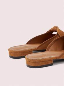 CUCCOO DOLLMOD Women's Black Casual Bow Hollow-Out Mule Flat Slip-On Shoes - Camel - Big Bow - View 6