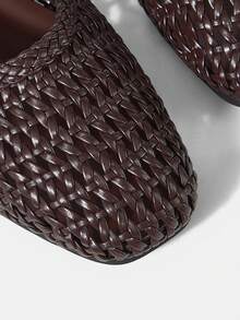 MOTF WOMEN BRAID SQUARE TOE FLATS - coffee color - View 5