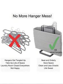 Large Capacity Hanger Stacker Rack Organizer For Adults And Children Stainless Steel Detachable Hanger Storage Organizer Space-Saving Clothes Hanger Holder For Home Organization And Storage Laundry Basket Closet Decorations Room Decor Home Decor - Black - View 6