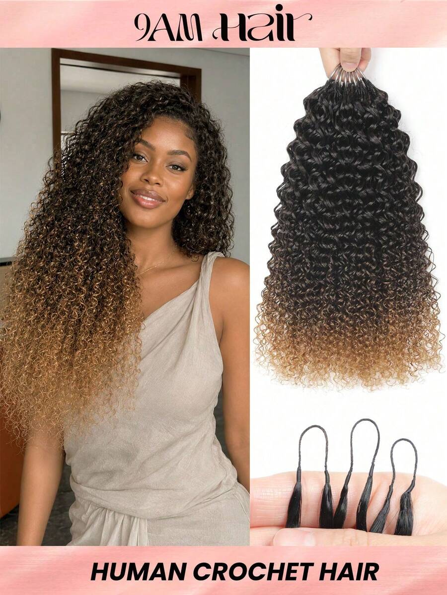 Boho Braids 18吋 125g 漸層羽毛水波紋人髮鉤編髮髮束,女性用,預分束隱形濕髮捲曲髮接髮,1B/27# - SNATURAL/27 - 查看 1