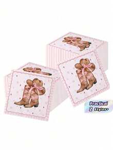 40/20pcs Western Cowboy Bow Theme Napkins - Disposable Napkins With Western Cowboy Pink Bow Pattern, Holiday Party Table Decoration, Home Dining Convenient Paper Napkins, Suitable For Wedding Party, Graduation Party, Birthday Party, Theme Party - One Size Fits All - View 1