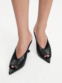 Mnmlis Women's Fashion Commuter. Stiletto, Alien Heel, Fish Mouth, Backspace, Pointed Women's Sandals - Black - View 10