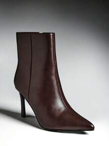 SHUZIA Women's Perfectly Pointed Toe, Vintage-Inspired Seaming & Side Zipper Kitten Heel Ankle Bootie For Christmas - Brown - View 4