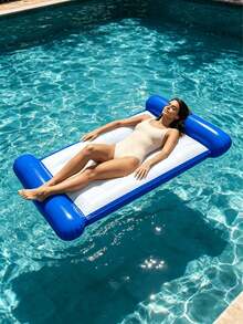 Inflatable Float Bed Double Tube PVC Lounge Mat, Pool Beach Lake Lounger For Relaxation Sunbathing, Summer Water Party Outdoor Fun, Portable Roll Up Easy Inflate, Pump Not Included - Double-tube Solid Color Floating Bed - View 4