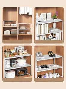 Adjustable And Expandable Closet Organizer‑‑Space‑Saving For Kitchen, Bedroom And Desk Organization, Multi‑Functional Storage Rack, Shoe Cabinet Storage, Sundries Rack, Closet Storage Solution, Closet Divider, Cabinet Organization And Storage - Multicolor - View 5