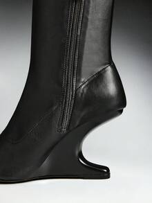 SHEIN SHUZIA Women's Glamorous Sexy Structural Heel Over-The-Knee Boots - Black PU - View 9