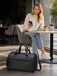 Large Capacity Sports Bag Luggage Bag - Black - View 7