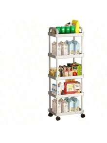 2/3/4/5-Tier Rolling Storage Cart With Handle - Versatile Floor-Standing Shelf, Perfect For Kitchen And Bathroom Organization, Movable Drain Rack, Ideal For Holiday Parties, Back-To-School Essentials, Stylish And Practical For Every Home - Multicolor - View 14