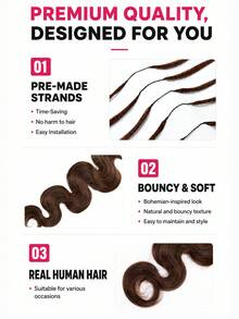 Boho Braids S4 Chocolate Brown Body Wave Unfelt Wig Feather Crochet Human Hair Extensions For Miracle Knots Soft Defined Waves Lightweight Natural Looking Easy Installation Reusable Hair Extensions 16-24 Inch - S4 - View 8