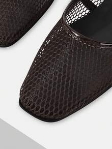 Mnmlis Women's Flat-Bottomed Comfortable Reticulated Hollow Ballet Shoes Fall Shoes - Brown - View 3