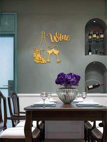 Acrylic Art Bar Wall Hanging Decoration, Modern And Simple Creative Wine Cup, Self-Adhesive For Home Wall Decoration. - multicolor - View 8