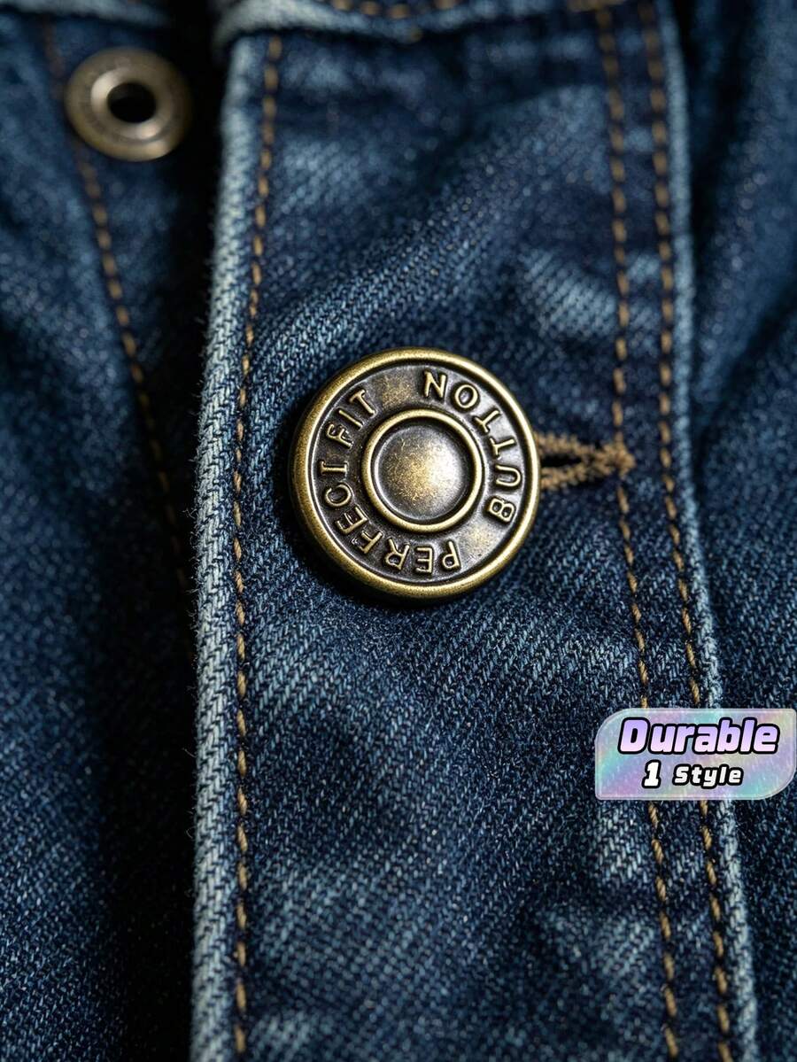 2/4/6/8/10/12pcs Jeans Replacement Buttons, Detachable Tower Buttons For Waist Size Adjustment, No Sew Silver Metal Button For Jeans Skirt Pants, Easy DIY Install Tool-Free, Sturdy Denim Button Fixing Kit - Style 7 - View 1