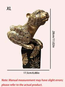 1件金色豹子樹脂雕像附裝飾黑色底座，動物雕像擺飾，奢華桌面裝飾，適用客廳、辦公室書架櫃檯桌面展示，家居藝術工藝裝飾，節日入宅禮物 - 多色 - 查看 19