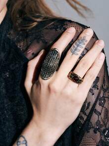 Noxbound Retro Old Money Wind Joint Ring Two-Piece Combination - Ancient gold - View 7
