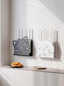 Haus Hana Cute Cat Shaped Wall-Mounted WiFi Router Storage Box, Hollow Out Ventilated Organizer, Cable Management Shelf For Modem, Set-Top Box, Power Strip, Easy Installation, Great For Home, Living Room, Bedroom, Office.Home&Living - Multicolor - View 1