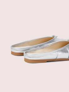 CUCCOO DOLLMOD Women's Mini Toe Knot Split‑Toe Tabi Backless Slip‑On Flat Mule Slippers Silver Fall Shoes - Silver 2 - View 6