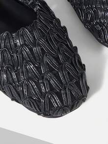 MOTF WOMEN  WOVEN RAFFIA SQURE FLATS - Graphite Black - View 5
