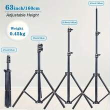 Teckwe 62.99inch Mobile Phone Bracket Phone Tripod And Selfie Stick, Expandable Phone Tripod Stand With Phone Holder, Compatible With Phone Android Phones - Black - View 3
