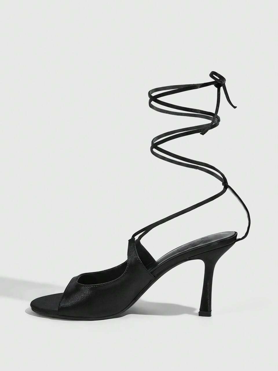 CUCCOO SZL Women Shoes Black Satin Women Knotted Solid Color Elegant Fashion High Heel Sandals