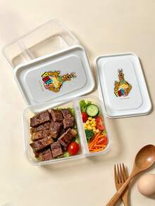 SCOOBY-DOO X SHEIN Wadah Penyimpanan Makanan Scooby-Doo dengan Sekat, Isi 3 Buah, Kotak Penyimpanan Kompartemen Anti Bocor yang Dapat Ditumpuk dengan Tutup Bergambar, Untuk Persiapan Makanan, Camilan Buah, dan Pengorganisasian Kulkas & Dapur - MultiWarna - View 1