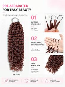 Boho Braids S33 紅棕色捲曲捲髮未氈化假髮 羽毛鉤編真人髮接髮 適用於 Miracle Knots 柔軟蓬鬆質感 輕盈自然外觀 易安裝可重複使用 16-24 英吋 - S33 - 查看 6