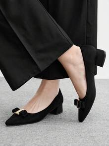 CUCCOO BIZCHIC 女款基礎通勤約會粗跟休閒高跟鞋 - 漆黑色 - 查看 4