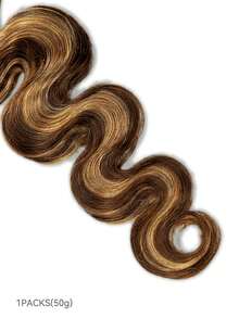 Boho Braids Highlight Brown Body Wave Unfelt Wig Feather Crochet Human Hair Extensions For Miracle Knots Soft Defined Waves Lightweight Natural Looking Easy Installation Reusable Hair Extensions 16-24 Inch - S4/27 - View 5