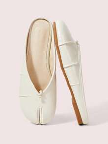 CUCCOO DOLLMOD Women's Tiny Toe Knot Split‑Toe Tabi Backless Slip‑On Flat Mule Slippers Off White - Off-white - View 1