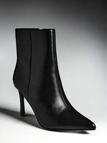 SHUZIA Women's Perfectly Pointed Toe, Vintage-Inspired Seaming & Side Zipper Kitten Heel Ankle Booties For Christmas - Black - View 4