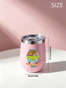 SCOOBY-DOO X SHEIN 1PC Scooby‑Doo Flip‑Top Lid Travel Drink Cup, Eye‑Catching Themed Printed Vessel, Compact Portable Reusable Design, Great For Beverages, Commuting, Road Trips, Camping, Outdoor Adventures And Daily On‑The‑Go Drinks - Pink - View 9