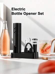 Teckwe Type‑C Fast Charging Automatic Electric Wine Opener With Built‑In 500mAh Battery. Comes With Foil Cutter, Vacuum Stopper And Storage Base. Suitable For Home Kitchen Use, And An Ideal Gift For Parties And Christmas. - Wine bottle openers - View 3