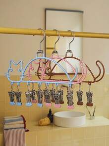 Joivida Cute Cat‑Shaped Multi‑Clip Hanging Drying Rack, Household Sock & Underwear Hanger For Student Dorm, Long‑Lasting, Wet & Dry Usable, Rust‑Resistant, Non‑Slip, Gentle To Garments, Space‑Saving Closet Organizer For Socks, Lingerie And Small Daily Wear - View 4
