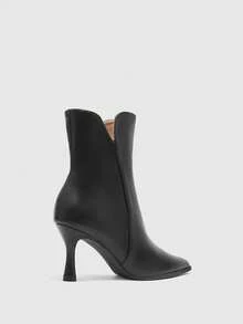 CUCCOO BIZCHIC Women's Black Short Ankle Boots With V-Pointed Toe, Fine Heel, And Versatile Design For Autumn/Winter Commuting, Dates, And Daily Wear - Black - View 11