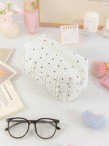 Found Favorite 1Pc Red Grating Quilting Large Capacity Cosmetic Bag, Fashionable Portable Makeup Bag, Girls Travel Make Up Bag ,Multi-Functional Storage Bag - Multicolor - View 19