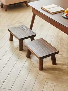 1pc Solid Wood Step Stool Non Slip Stable Sturdy Support For Adults Kitchen Bathroom Bedroom Classroom Home Office Christmas Stocking Fillers Holiday Gift Idea Must Haves - Brown - View 4