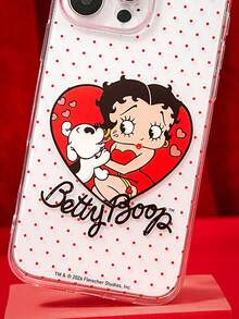 Betty Boop X Joivida 1件裝閃粉防震手機殼，透明款附可愛動漫角色印花，防指紋時尚耐用保護殼，適合日常使用，13-17系列趣味保護伴侶 - 彩色 - 查看 4