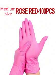 100PCS Powder Free Disposable Rose Red Nitrile Gloves For Kitchen Bathroom Bedroom Hair Salon Tattoo Studio Multi Purpose Use - Hot Pink - View 25