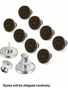 2/4/6/8/10/12pcs Jeans Replacement Buttons, Detachable Tower Buttons For Waist Size Adjustment, No Sew Silver Metal Button For Jeans Skirt Pants, Easy DIY Install Tool-Free, Sturdy Denim Button Fixing Kit - Style 1 - View 5