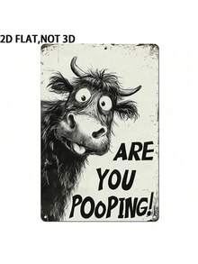 1pc Vintage Funny Yak Metal Tin Sign, Humorous Bathroom Wall Plaque With Pre-Drilled Holes, Waterproof Rustic Decor For Restroom Home, 12x8in - 1PC - View 8
