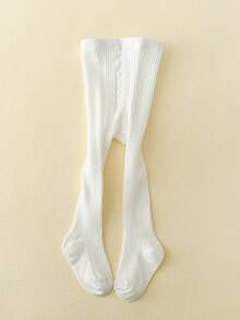 SHEIN 3-Pack Pinstriped Basic Solid-Color Tights For Girls And Children, Suitable For Girls' Daily Wear In All Seasons - White - View 5