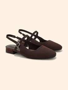 CUCCOO BASICS Women's Shoes Spring, Summer And Autumn Simple Classic Woven Surface Material Round Toe Flats Are Suitable For Commuting, Dating, Parties Fall Shoes - Brown - View 7