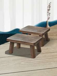 1pc Solid Wood Step Stool Non Slip Stable Sturdy Support For Adults Kitchen Bathroom Bedroom Classroom Home Office Christmas Stocking Fillers Holiday Gift Idea Must Haves - Brown - View 5