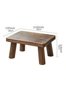 1pc Solid Wood Step Stool Non Slip Stable Sturdy Support For Adults Kitchen Bathroom Bedroom Classroom Home Office Christmas Stocking Fillers Holiday Gift Idea Must Haves - Brown - View 3
