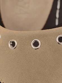 Nöista Flat Toe Sandals With Eyelet Details, Contrast Stitching And Adjustable Straps For A Casual Look - Khaki - View 11