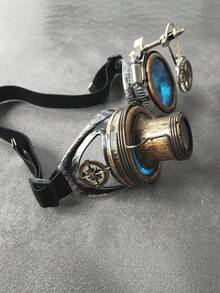 Vintage Steampunk Gear Goggles Retro Magnifying Lens Glasses Halloween Cosplay Party Costume Eyewear - one size fits all - View 5