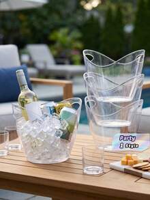 Gallon Plastic Ice Bucket With Handle, Champagne And Wine Cooler, Easy To Carry, Bar Decor, Party Accessory, Essential For Home Hospitality, Suitable For Wine, Champagne, And Beer, Party And Wedding Drinks Bucket - View 1